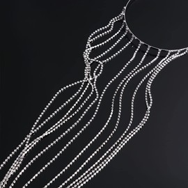 Leadigol Women Extensions Clip Hair Chains, Clip in Hair Braiding Clips, Hair Chain Hair Hoop with Long Rhinestone Tassel, Tassel Headbands Hairbands, Wedding Favor