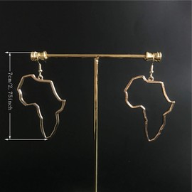2 Pairs Unique Vintage Hollow Gold Silver African Map Dangle Earrings Ethnic Style African Drop Earrings for Women Bohemia Style Jewelry (Gold+Silver)