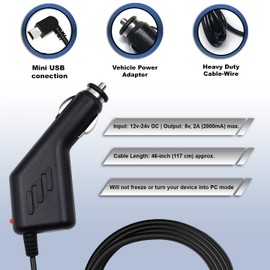 Ramtech DC 12V 2A Universal Car Charger Power Adapter Cable Cord for GPS + Bonus Stylus Pen, Compatible with Nuvi 1450 1450T 1450LMT 1490 1490LM/T, CHMNA