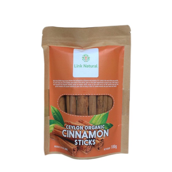 Link Natural Ceylon Cinnamon Sticks, Cinnamon Powder Product of Sri Lanka (Cinnamon Sticks, 100g)