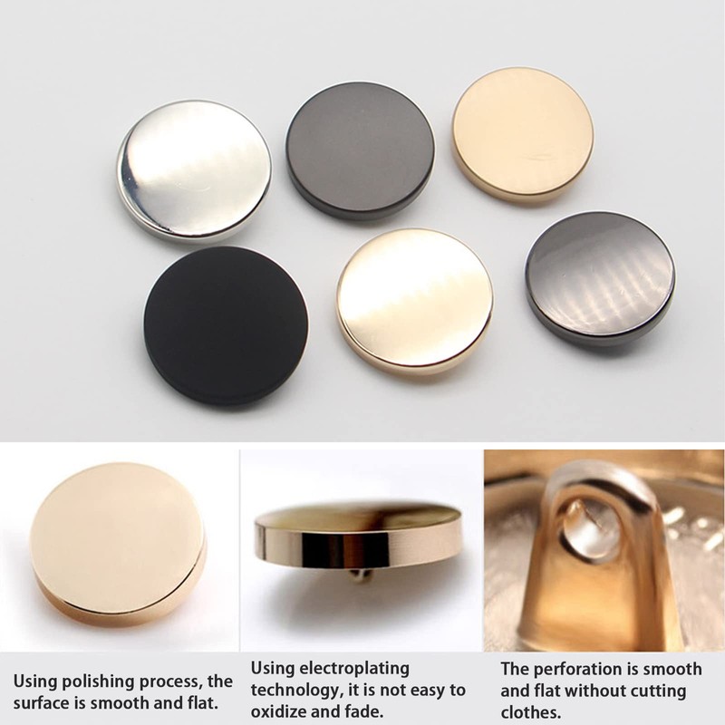Sewing Flat Metal Button Shirt Coat Suit Buckle Buttons Gold