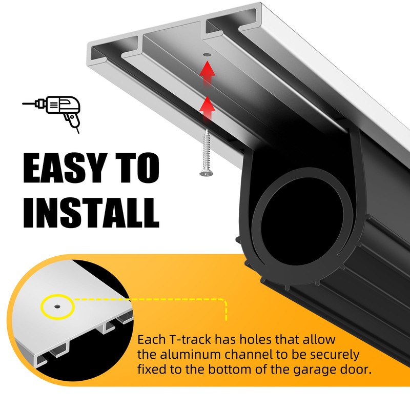 Jin&Bao Garage Door Bottom Seal with Pre-drilled Aluminum Track Retainer