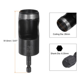 HARFINGTON Leather Hollow Punch 1/4 Hex Shank for Drills, 26mm Dia Rotary Hole Punch for Thick Fabrics Leathercraft Working