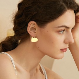 ALEXCRAFT Thick Hoop Earrings Gold Earrings Star Small Women's 14K Gold-Plated / Silver Earrings Gift for Women Girlfriend Mum Girls, No Gemstone