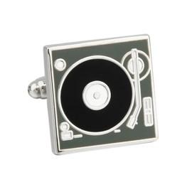 MRCUFF Turntable Record Player DJ Music Pair of Cufflinks in a Presentation Gift Box & Polishing Cloth, Metal