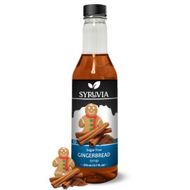 Syruvia Sugar-Free Gingerbread Coffee Syrup - 12.7 fl oz Premium Coffee Flavoring Syrup - 0 Calorie - Kosher Coffee Syrups, Gluten Free, Perfect for Drinks, Soda, Shakes, Desserts, and More.