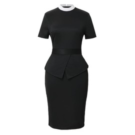 BLESSUME Catholic Church Women Clergy Mass Dress Business Lady Sheath Dress Black