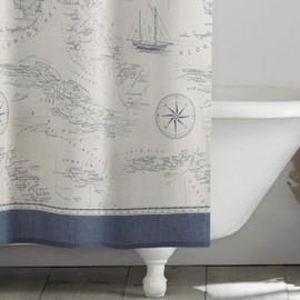 Tommy Bahama Caribbean Sea Shower Curtain, 72x72, Lt-Pastel Blue