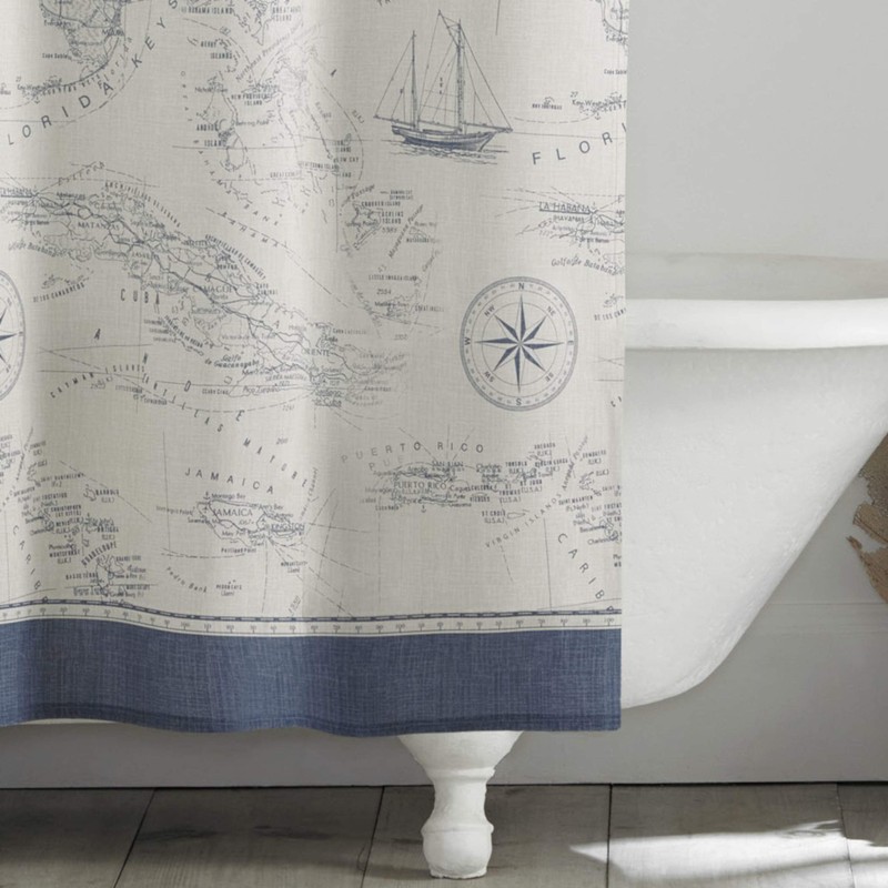 Tommy Bahama Caribbean Sea Shower Curtain, 72x72, Lt-Pastel Blue