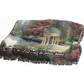Manual Inspirational Collection Tapestry Throw with Verse, Garden of Prayer by Thomas Kinkade, 60 X 50-Inch