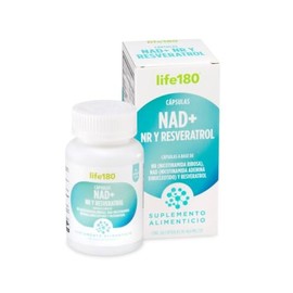 Life180 NAD+ NR y Resveratrol con 60 Cápsulas | Suplemento Alimenticio para Protección Antioxidante, Activación Celular y Vitalidad