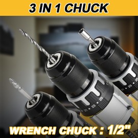 AUTOJARE 20V Cordless Drill Driver 1/2" Keyless Chuck 798 in-lbs 25+3 Clutch 2 Speed Modes Power Drill with 2 x 1.5Ah Li-ion Battery, Fast Charger, 24pcs Accessories and Carry Case