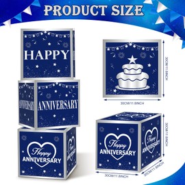 3Pcs Wedding Anniversary Decorations Boxes Blue Silver Happy Anniversary Balloons Boxes for Men Women Wedding Anniversary Party Supplies We Still Do Anniversary Decorations