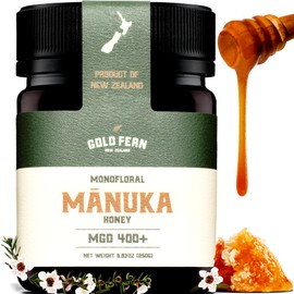 Gold Fern Honey - Raw New Zealand Manuka Honey Medical Grade | 8.8oz Monofloral MGO 400+ | Pure, Natural, Unpasteurized, Unfiltered Superfood, Traceable from Hive to Hand.