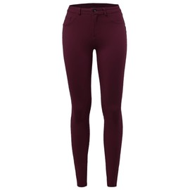 A2Y Comfort Mordern Stretch Skinny Ponte Pants Burgundy M