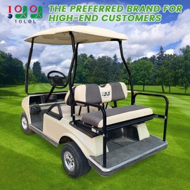 10L0L Golf Cart Front Rear Seat Cover Set for 4 Passenger EZGO TXT RXV Bench Seat Covers Kit Cool Breathable Washable Polyester Mesh Cloth Gray Black Beige Red (S+XS)