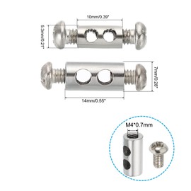 TOP-VIGOR 20cs Rope Clips, Steel Cable Clamps 3mm 3.5mm Double Holes Wire Lock Rope Fittings Clip with M4 x 0.7 Screws for Cable