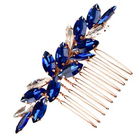 Happyyami Strasshaarzubehör Brautaccessoires Kamm Grün Haarschmuck Für Die Hochzeit Braut- Brautjungfer Blau Junggesellin Bräute Abschlussball Styling Ferrolegierung Blue