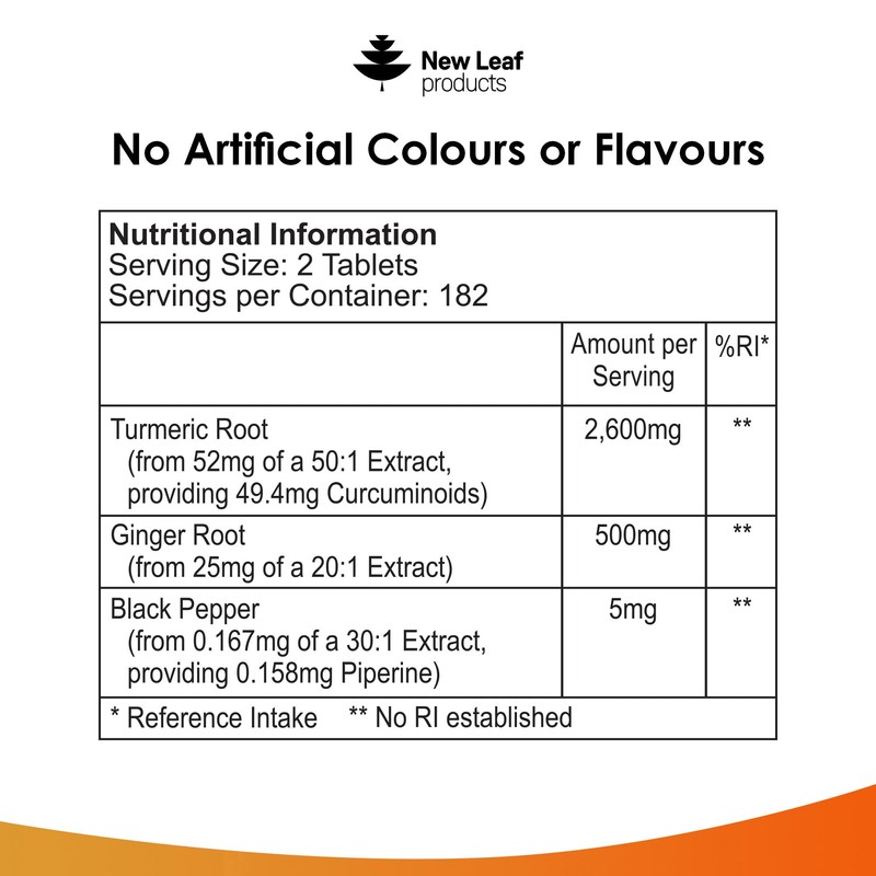 Turmeric Tablets 2600mg High Strength with Black Pepper & Ginger