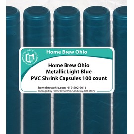 PVC Heat Shrink Capsules For Wine Bottles - Metallic Light Blue 100 count