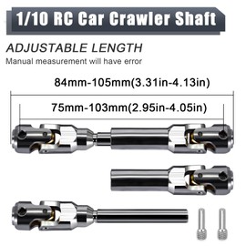 84mm Stainless Steel CVD Drive Shaft for 1/10 RC Crawlers, Universal Fit for TRX4, Axial, SCX10, Capra, REDCAT GEN8, Heavy-Duty Upgrade Driveshaft with Brass Beads (84mm-105mm)