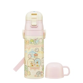 Skater SKDC4-A Children's Stainless Steel Water Bottle, 2-Way Direct Drinking, 16.5 fl oz (470 ml), Cup Drinking, 15.2 fl oz (430 ml), Sumikko Gurashi, Mole House, Lightweight Type, For Boys,