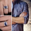 JewelryPalace Men Fashion 4.3ct Square Creat Blue Sapphire Ring 925