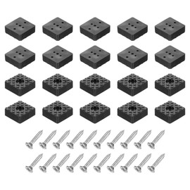 sourcing map 20 Pcs 1.18x0.43 Inch Square Rubber Furniture Feet with Screws, Washer, Non-Slip Furniture Floor Pads for Chair Table Sofa Couch Legs, Black