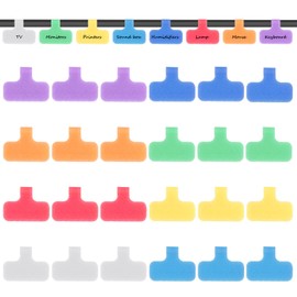 TIESOME 24 Pcs Cable Labels, Write On Cord Label Wire Labels Cable Tags Wire Tags and Cable Markers for Cable Management and Identification (Need Marker Pen)