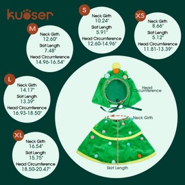 Kuoser Dog Christmas Outfit, Christmas Tree Dog Costume, Winter Puppy Dress with Hat Pet Clothes for Small Medium Large Dogs, Perfect for Xmas Tree-Themed Costume Parties