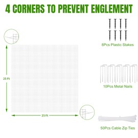 SPORTYOUTH Bird Netting for Chicken Coop, 25ft x 25ft Poultry Net with 3/4" Mesh, Heavy Duty Nylon Garden Netting to Protec Fruit Tree Blueberry Bushes Vegetables Against Squirrels Deer