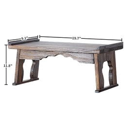 SINOBEST Bed Laptop Desk with Foldable Legs, Breakfast in Bed Serving Tray Table, Japanese Style Floor Table for Tea & Coffee, Antique Meditation Altar Table, Bay Window Wood Table(19.7”x11.8”x9.1”)