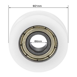sourcing map Pack of 2 groove bearing belts, ball bearings, 6 x 21 x 7 mm, double metal roller guide wheel
