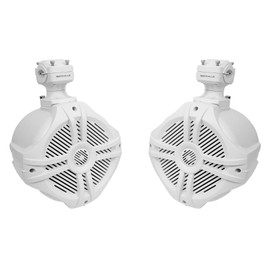 Pair Rockville RWB70W White 6.5" 250w Marine Wakeboard 360° Swivel Tower Speakers