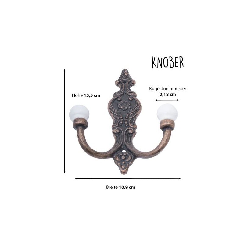 Knober 4 x Double Hooks | Wardrobe Hooks | Clothes