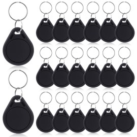 Beeveer 20 Pcs NFC Tags Keytags NFC Key Keychain Business Card Commercial Access Cards Chip Digital Programmable 504 Bytes Memory, Compatible with Mobile Phone (Black)