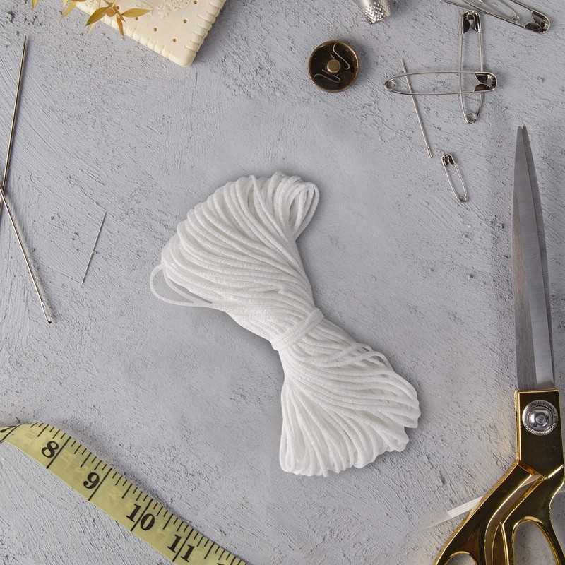 Elastic Cord for Masks, 3mm Elastic for Face Masks (White,