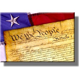 Constitution and Flag, We The People Picture on Stretched Canvas, Wall Art Décor, Ready to Hang!