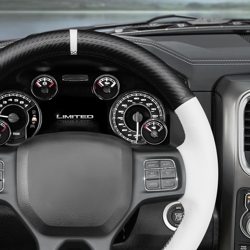 MEWANT DIY Stitched White Leather Steering Wheel Cover Wrap for