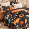 EVENHUG Floral Quilts Set Queen Size Black Sunflower Bedding Set