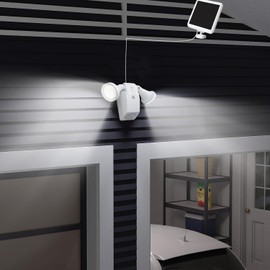 SUNLONG Solar Lights Outdoor Waterproof Motion Lights Separate Solar Panel 16.4 Ft Wires Multi Modes Optional Sensor Light for Courtyard Wall Garage Balcony Walkway（White