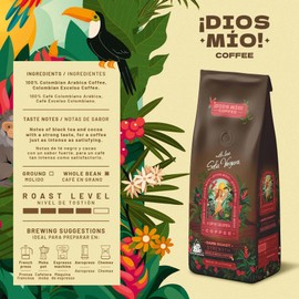 Dios Mio Coffee by Sofia Vergara, Dark Roast, Whole Bean Premium Colombian Coffee, 12 Ounce Bag