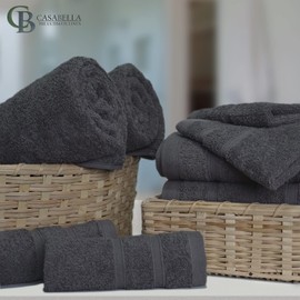 Casabella 100% Egyptian Cotton Towel Bale - 8 Pieces - 550 Gsm Xlarge Sizes_Grey_4 Pieces Set