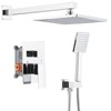 BWE Chrome Shower Faucet Set,Rainfall Shower Head with Handheld Shower,Two