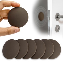 FAMLEAF 1.6" Wall Door Handle Stopper, 12PCS Brown Self Adhesive Wall Protector Rubber Door Bumpers, Solution for Stopping Damage from Doors Knobs, Shock Absorbent and Noise Reduction