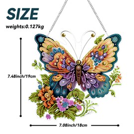 VNRGG DIY Hanging Diamond Art Pendant Painting Kit Butterfly Special Shape Crystal Diamond Art Painting Garden Wall Hanging Kit Hanging Decorations Box Set
