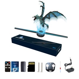 3DHologramFan, 42CM 3DHologramfan Projector HD LED Holographic Christmas Tree Advertising Display with Remote and Bluetooth and WiFi,1500 Video Library and for Business,Bar,Halloween Missyou 16.5 Inch