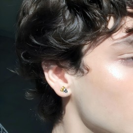 RMREWY Skull Earrings 925 Sterling Silver Gothic Skull Bone Crown Stud Earrings Silver Skull Jewelry Gift for Women Men