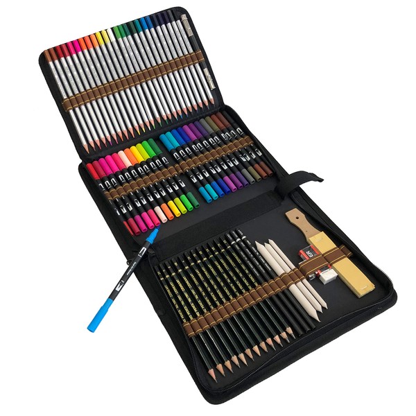 Majoart Watercolour Dual Tip Brush Pens and Colouring Drawing Pencil