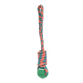 Fancy Pets Juguete de SOGA con Pelota para Perros Grandes, 45 cm, Algodón Multicolor con Agarradera, Resistente y Lavable